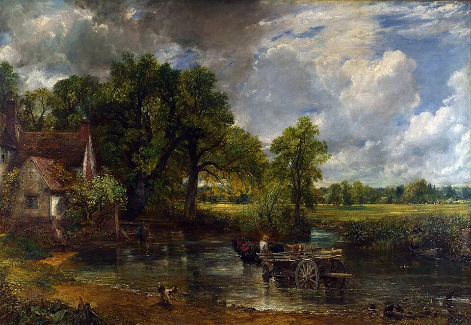 Constable’s landscape with a wagon crossing a rural river